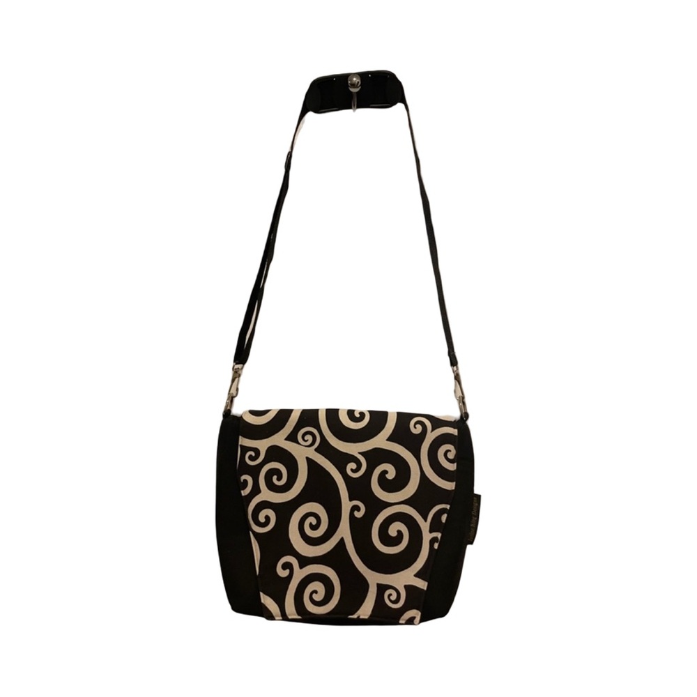 Janine King Designs cross body black and white canvas camera bag or purse
